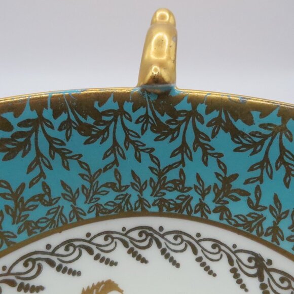 Aynsley Orphan Teacup Pink Cabbage Rose #2539 Turquoise Gold White Bone China - Picture 7 of 10